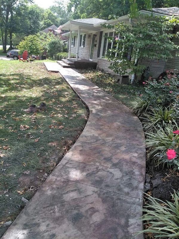 Decorative concrete porch and sidewalk