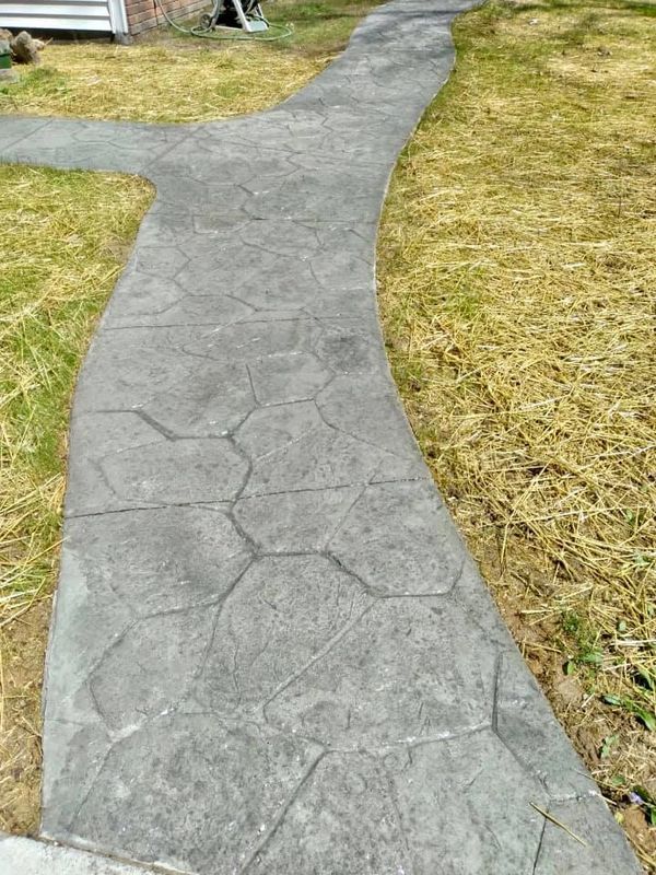 Decorative stamped concrete sidewalk