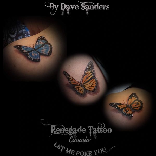 Collection of 3D butterfly tattoos with realistic depth and fine wing detail