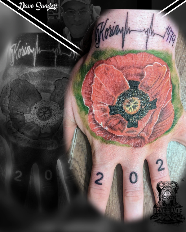 Poppy / Remembrance piece by Dave Sanders, Renegade Tattoo Canada, Hamilton, Ontario