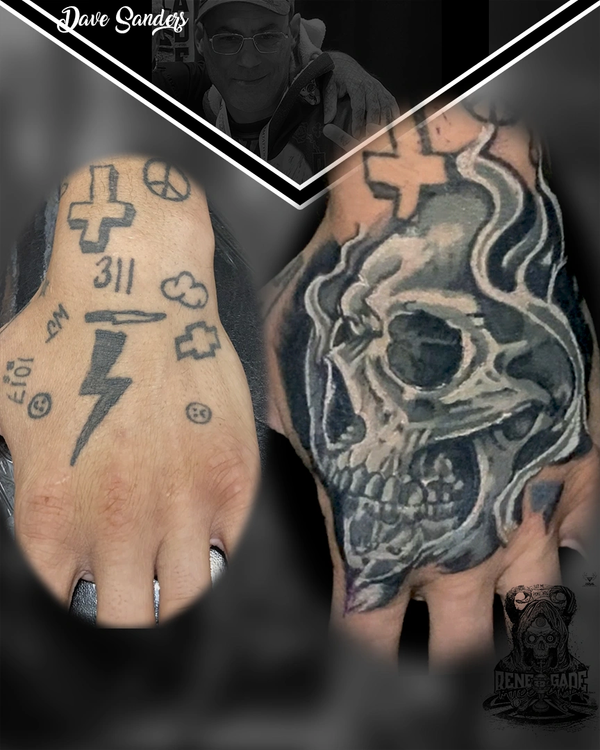 Hand Tattoo Cover-up Transformation-Dave Sanders Renegade Tattoo Canada|Hamilton
