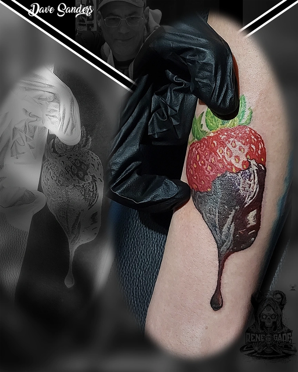 Chocolate-Covered Strawberry Tattoo by Dave Sanders Renegade Tattoo Canada Hamilton Ontario