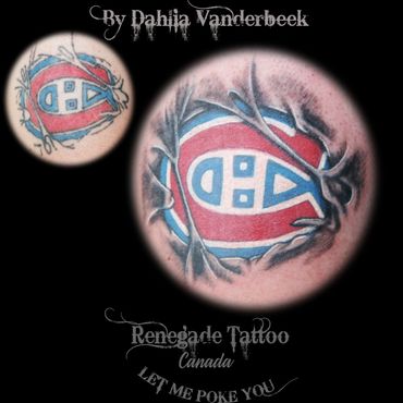 Montreal Canadians Tattoo Restoration & Rework by Dahlia Vanderbeek Renegade Tattoo Canada Hamilton