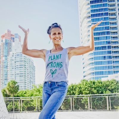 angela fischetti plant strong vegan senior fitness coach in miami beach