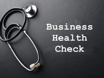 Stethoscope with 'Business Health Check' text.