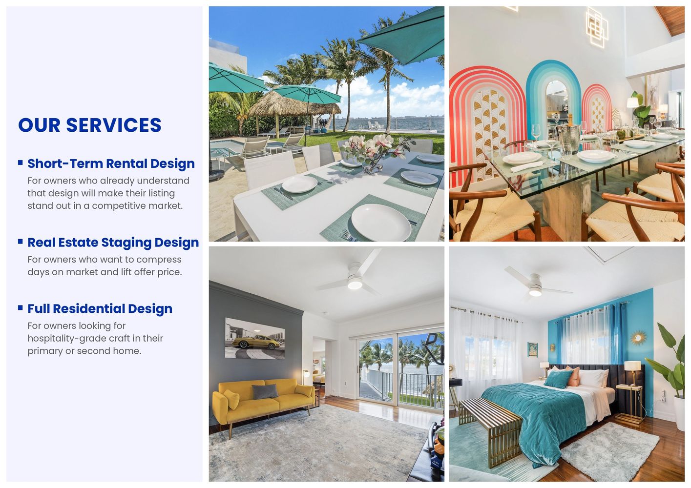 short-term rental airbnb real estate staging residential interior design miami fort lauderdale