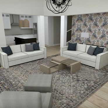 Before-and-after: Living room enhanced by new lighting for a fresh atmosphere.