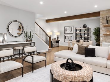 Basement living area ID Cincinnati & Robert Lucke Homes, functional design at Homearama 2024