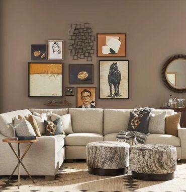 art collection furniture mixing textures, precedent furniture, comfortable sectional.