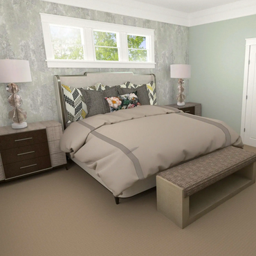 Before-and-after: Bedroom redesigned to highlight wallpaper and a thoughtful layout.