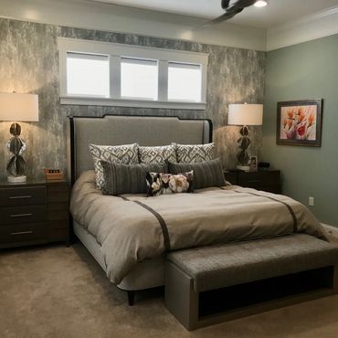 Bedroom makeover: Space reimagined with refreshed decor and wallpaper as a key feature.