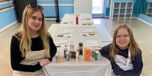 Madison McQuality and Paige McQuality setting up for a class at Just For Kicks oin Hampstead