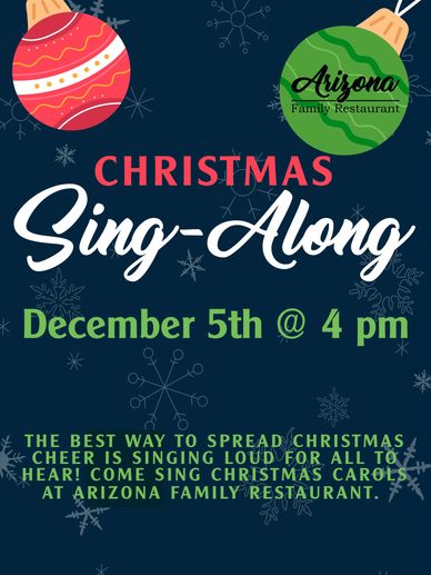 Christmas Sing-Along December 5th at 4pm. The best way to spread Christmas cheer is singing loud
