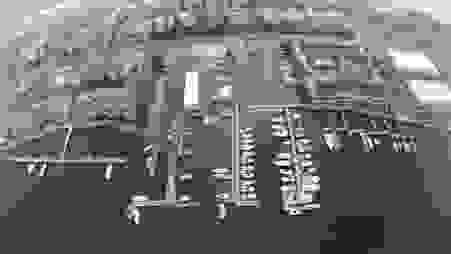 Overhead photograph of Surfside Marina property and docks