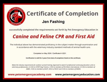 Canine and Feline CPR and First Aid
COMPLETED MAY 2024