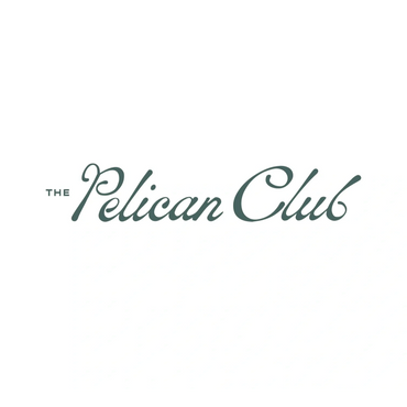 Elegant logo of The Pelican Club in stylish cursive font.