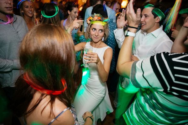 Hip Young Newlywed Bride And Groom Wedding Reception Dance Party