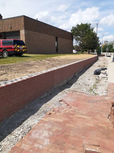 Newly constructed brick wall
