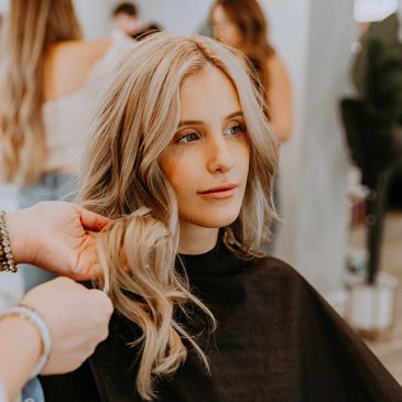 A glossy hairstyle with a girl