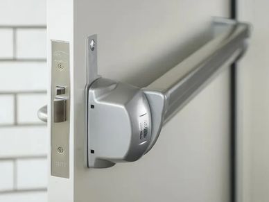 Panic bar on fire exit door