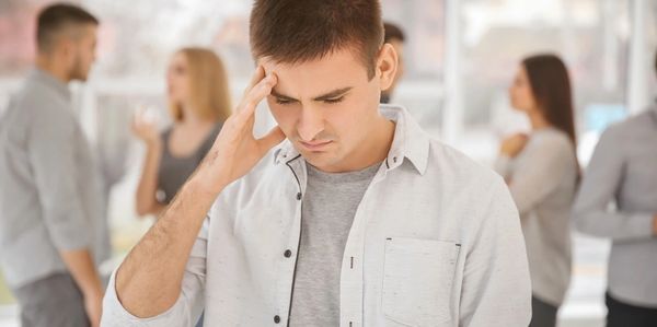 a man with a headache