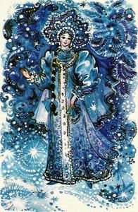 An old Russian card depicting "The Snow Child" which was the inspiration photo for this piece.