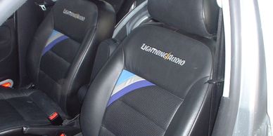 Custom Lightning Audio leather seat upholstery