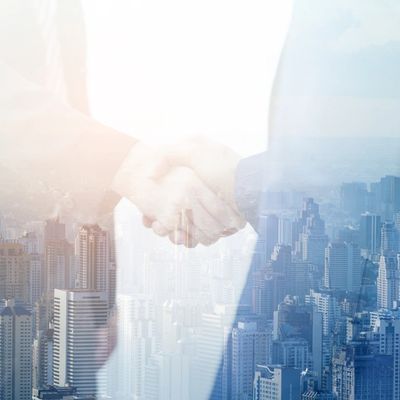 Business shakes hands showing trustworthy teamwork