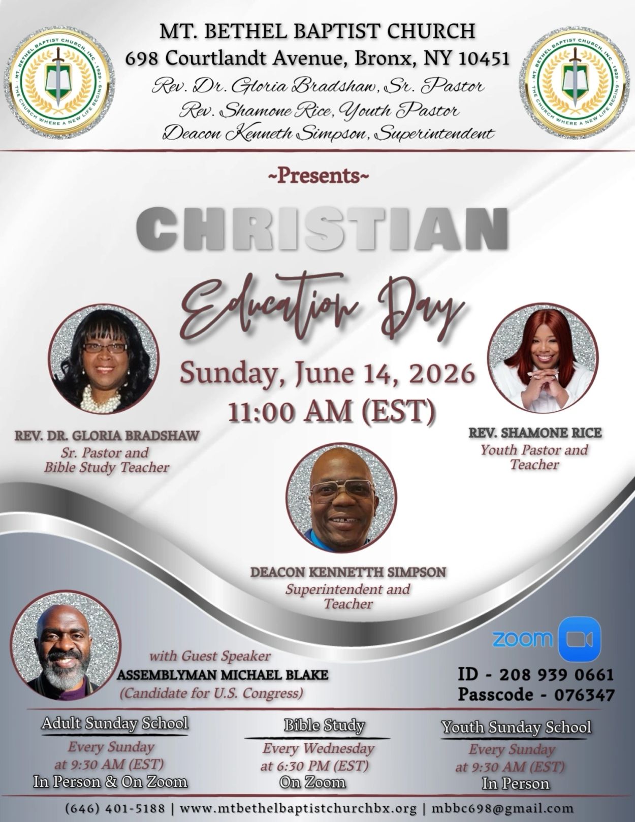 Flyer for Christian Education Day at Mt. Bethel Baptist Church on June 14, 2026.