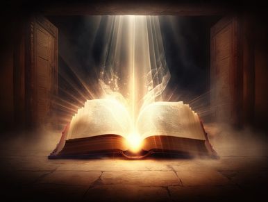 Image of the Holy Spirit coming over the Bible.