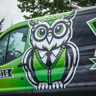Custom Printed Mascot For a Ford Transit Van with a Custom Wrap