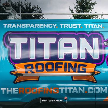 Titan Roofing Van Wrap in Light Blue at Ardor Printing