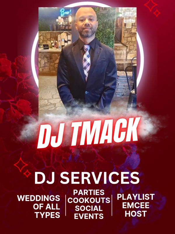 DJ Tmack offers DJ services for weddings, parties, cookouts, and social events.