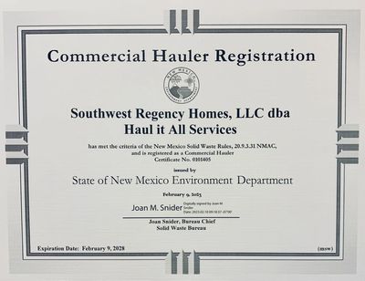 Commercial Haulers Registration State of New Mexico Environmental Department. Junk Removal, Trash.