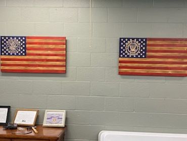 wooden military flags