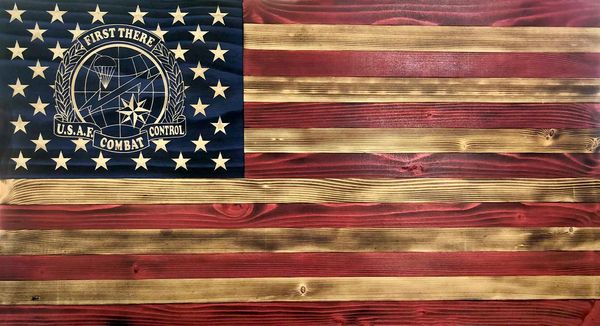 US Air Force Combat Control Flag with  with carved stars and emblem