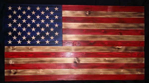 50 Star American traditional flag with carved stars