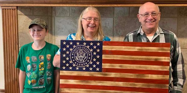 Army rustic wooden flag