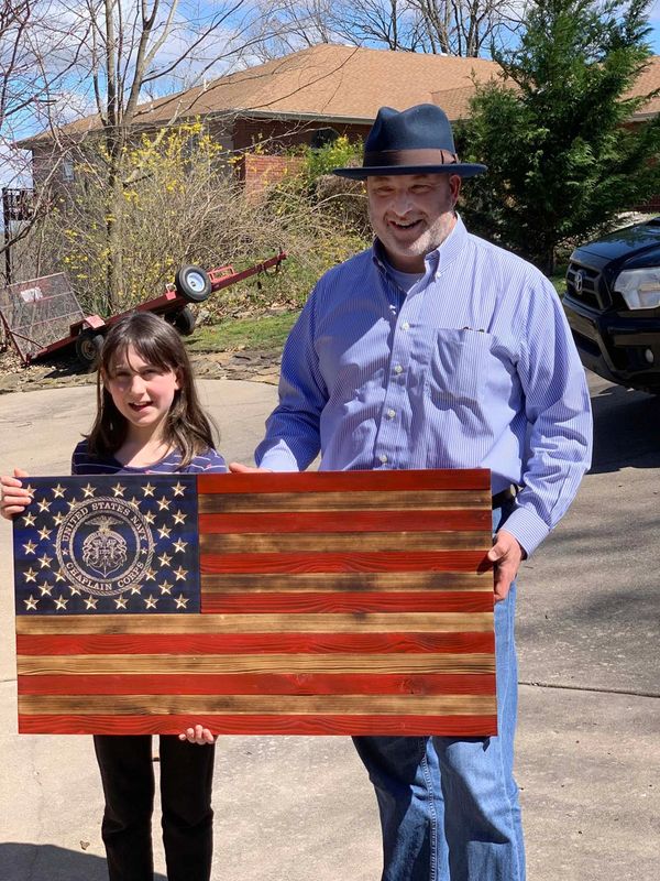 Navy Chaplain rustic wooden flag.