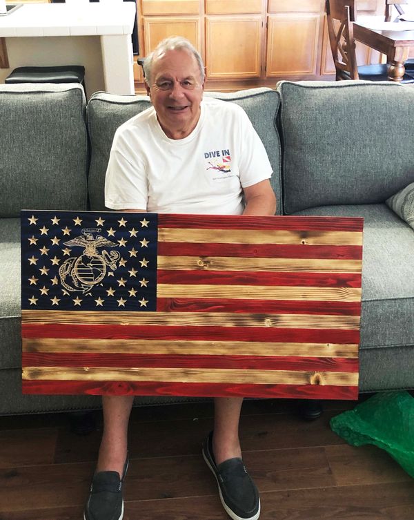 Marine Corps EAG rustic wooden flag.  Our Semper Fi flag.
