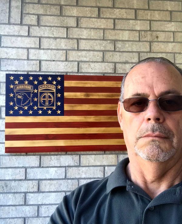Combo 101st and 82nd Air Borne flag owned by a retired Sergeant Major