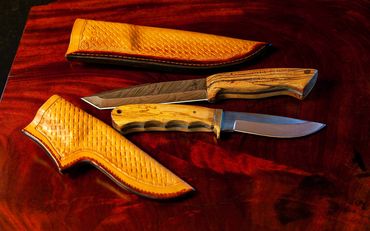 Knives, leather, sheaths