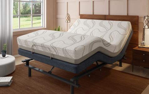 adjustable queen bed with memory foam mattress. 