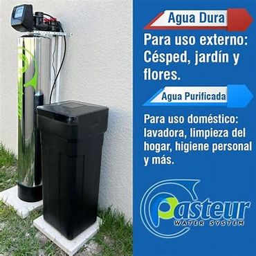 Sistema de agua Pasteur para uso externo e interno con agua dura y purificada.