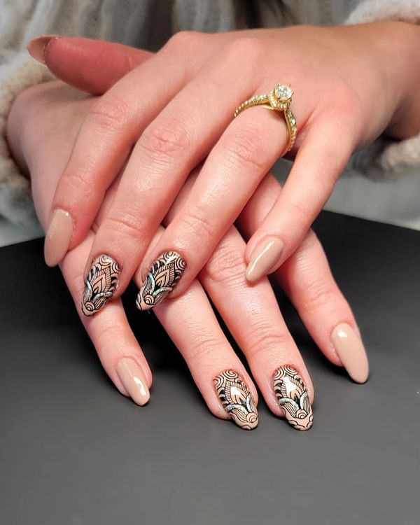 ART DECO NAIL ART, ACRYLIC NAILS, DONE BY A NAIL TECHNICIAN