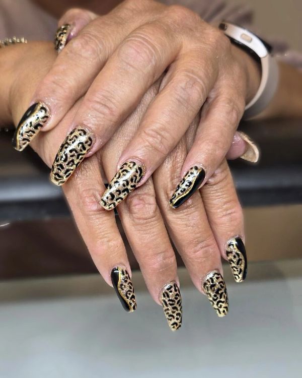 CHEETAH NAIL ART, hand painted nail art