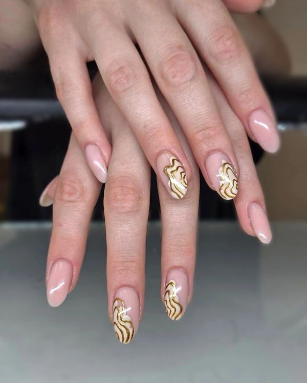 abstract line nail art done by a nail technician