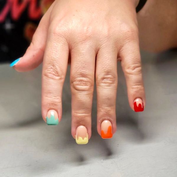 RAINBOW DRIPS NAIL ART BY NAIL TECHNICIAN