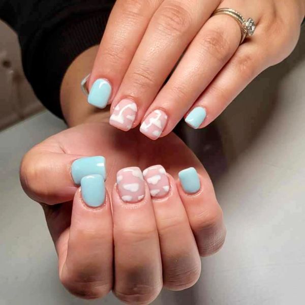 HAND PAINTED CLOUD NAIL ART
