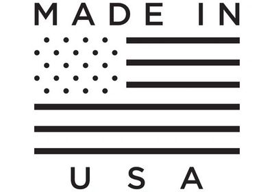 Made in the USA Text around a USA Flag